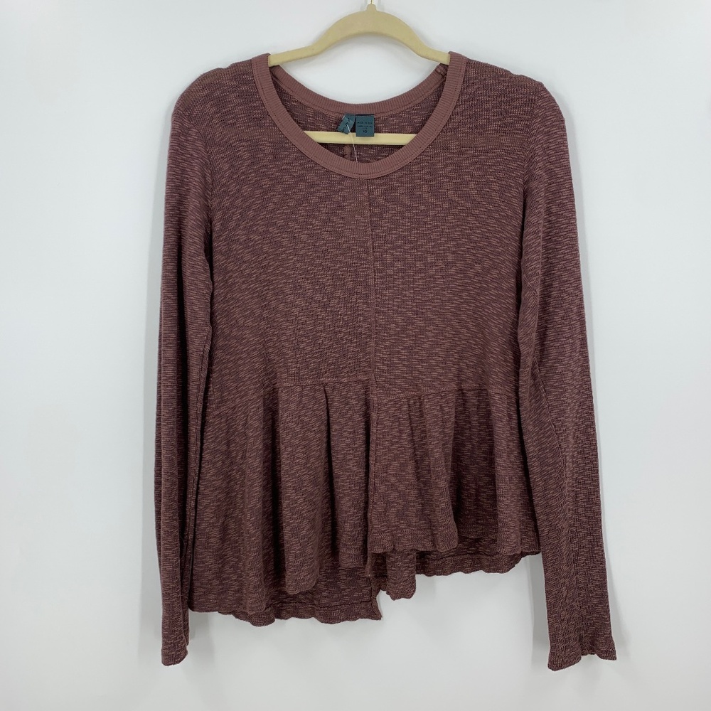 Anthropologie Left Of Center Bias Cut Babydoll Slub Knit Top Sz XS